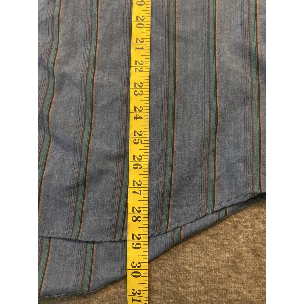 Ely Cattleman Shirt Mens X-Large Blue Striped Short Sleeve Western Pearl Snaps - Picture 5 of 6